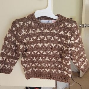 Brown and Cream Patterned Baby Sweater